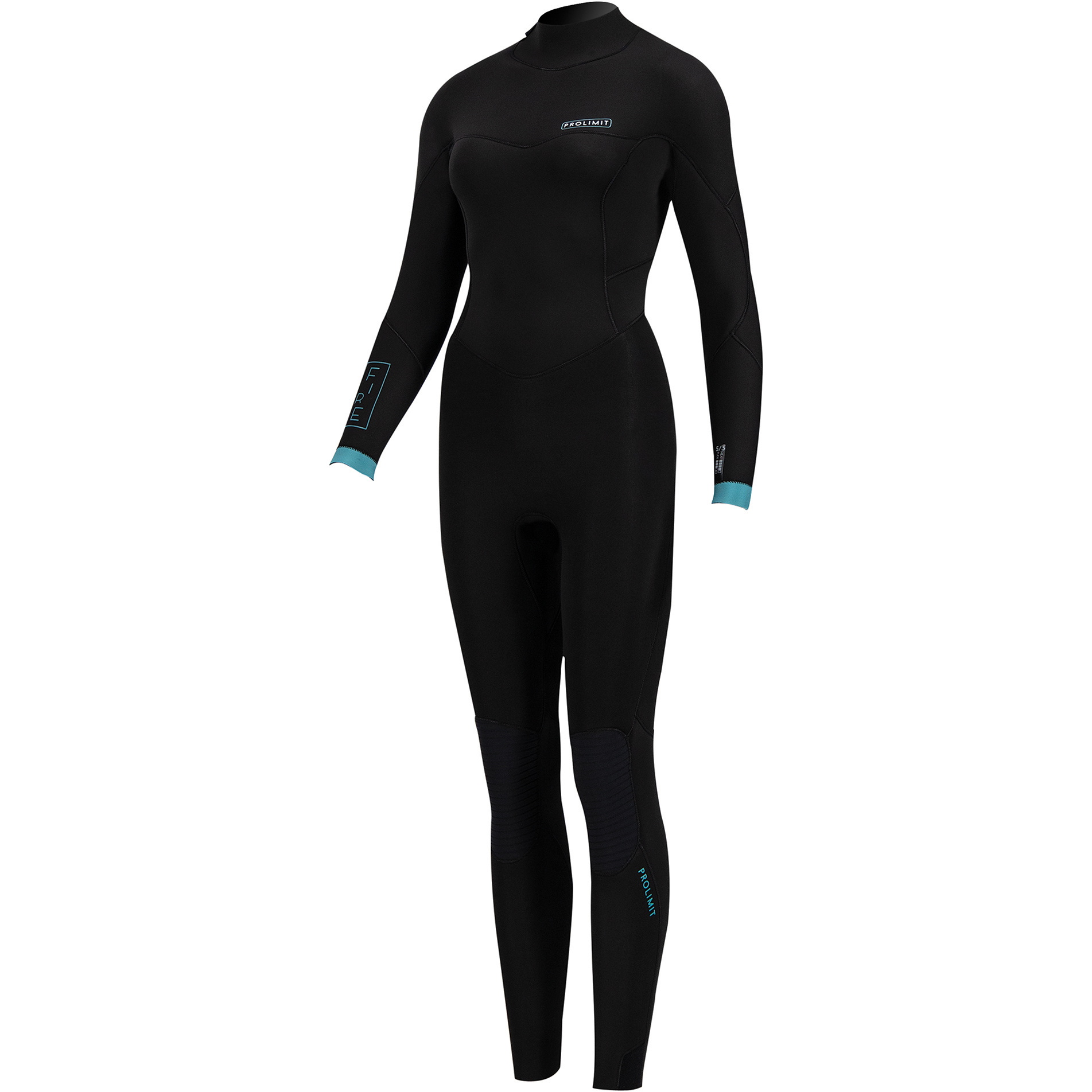 2020 Prolimit Womens Fire 5/3mm V-Back Zip Wetsuit 15060 - Black / Turquoise